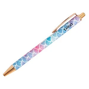Metal Ballpoint Pen Features A Fish Scale Pattern 1