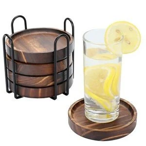 5 Pcs Wooden Coaster Set for Drinks 1