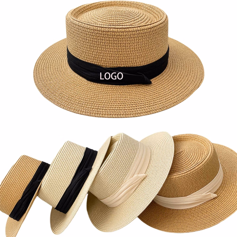 Vintage Flat Wide Brim Straw Hat