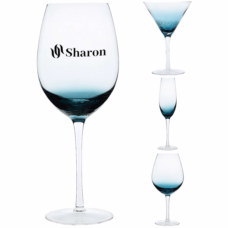 18 oz Cracked Glass Stemmed Goblet