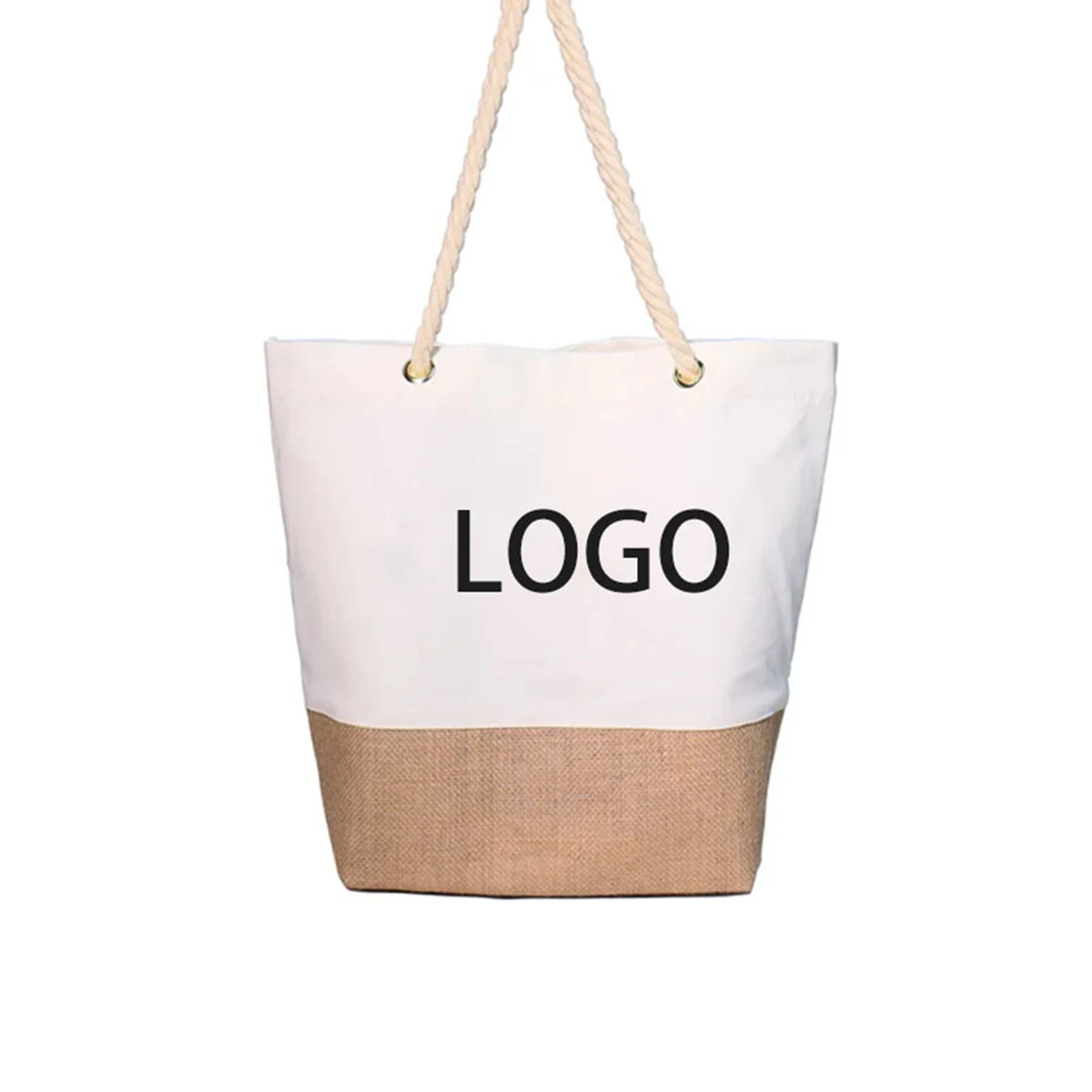 Hand-held Patchwork Style Canvas Tote Bag, custom tote bag with logo imprint 1