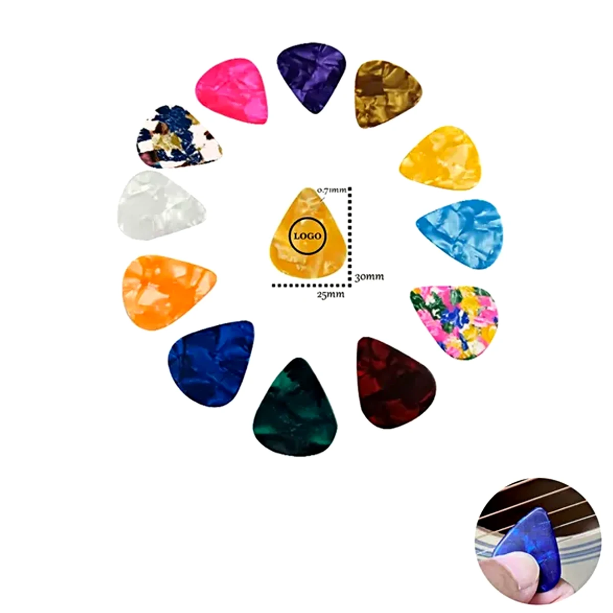 Assorted Lightweight Celluloid Guitar Picks ?C Variety Pack 1