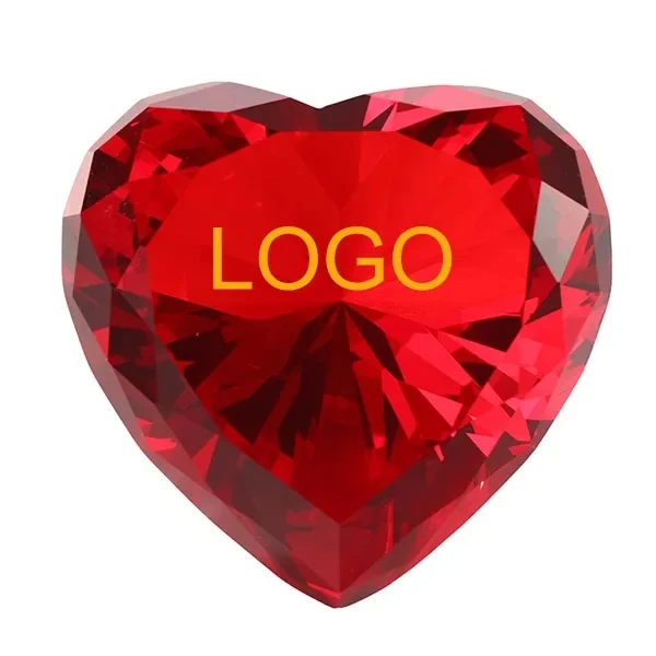 Engraved Crystal Heart Diamond Paperweight 1