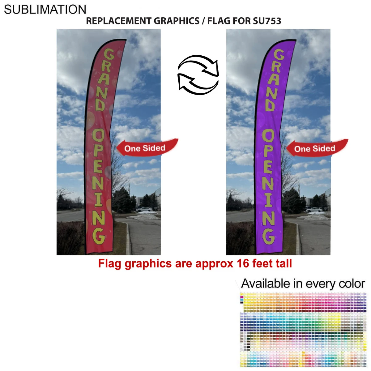 Replacement Flag for 19' X-Large Feather Flag Kit, Full Color Graphics One Side 1