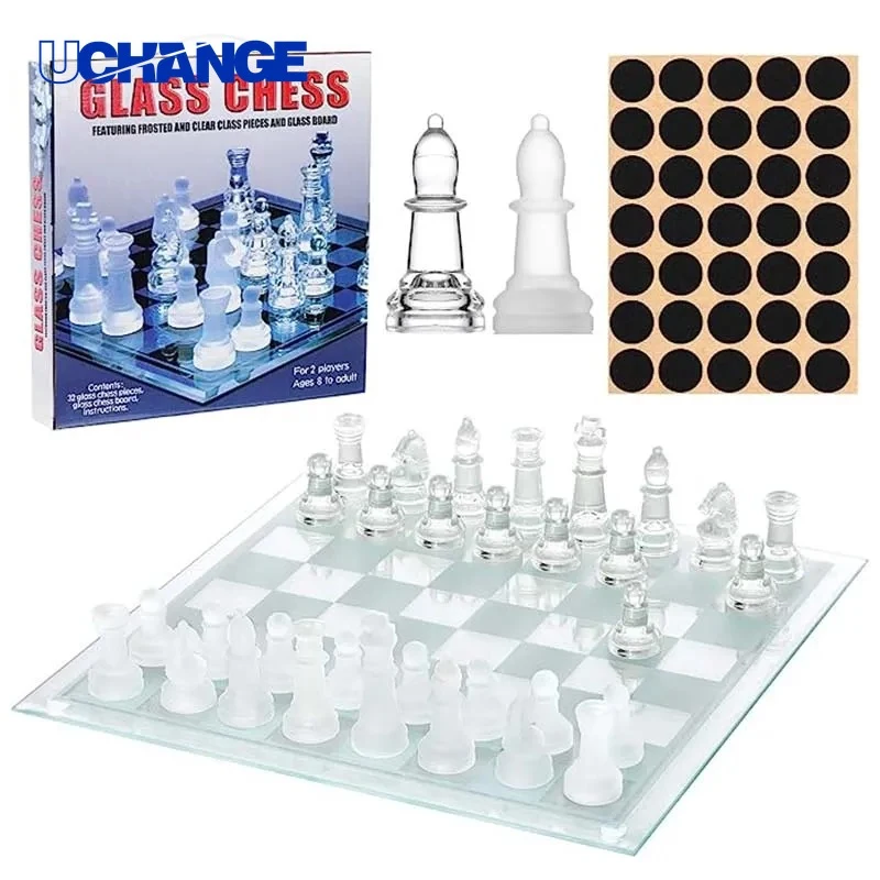 Crystal Glass Chess Set Decorative Board Game for Home & Office Display 1