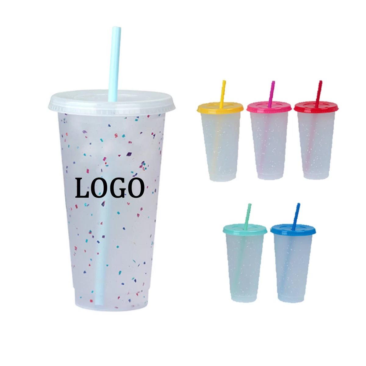 24 Oz. Color Changing Plastic Straw Tumbler 1