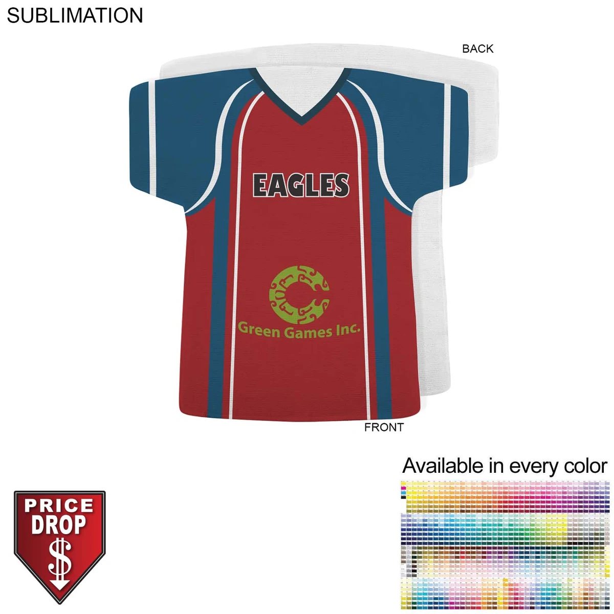 Lacrosse Jersey Shape Microfiber Dri-Lite Terry Keepsake Towel, 18x17, Sublimated Front Side 1