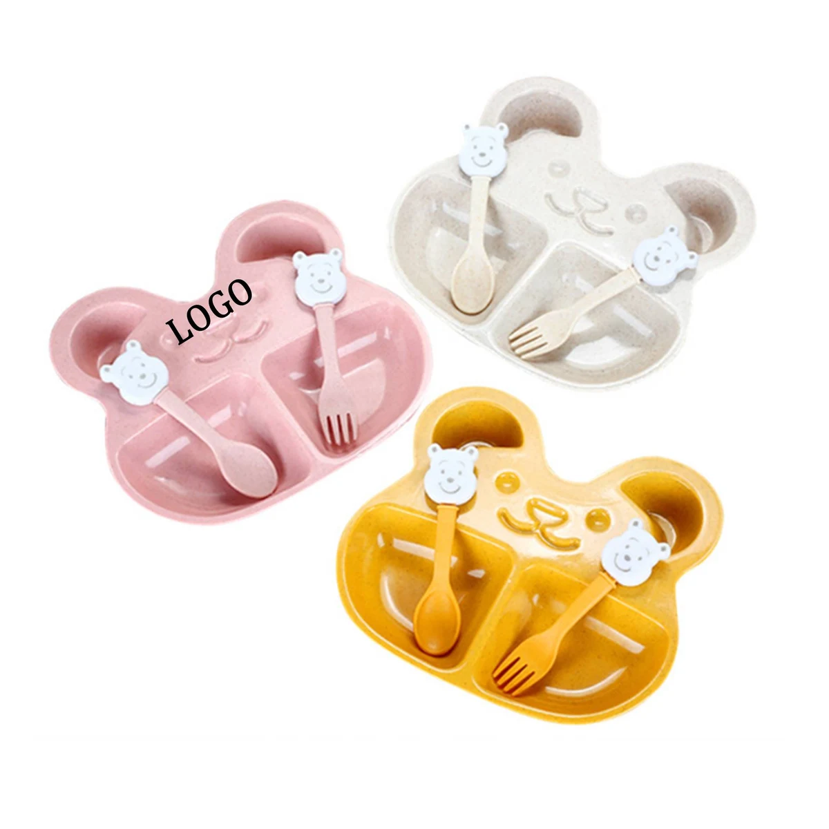 Bear Shaped Wheat Straw Kids Plate Set 1