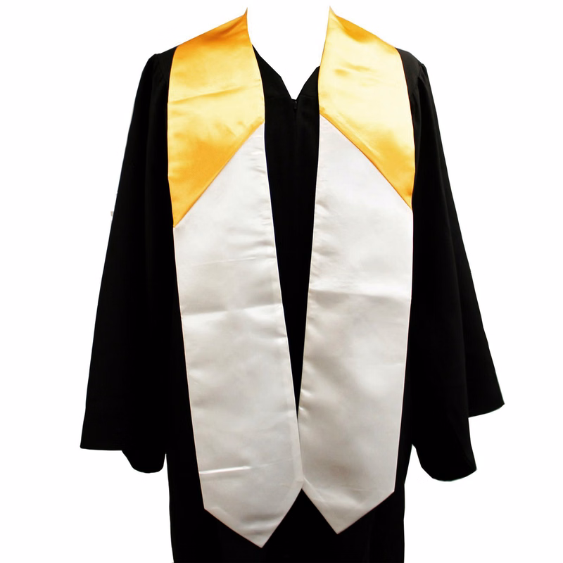 Gold & White 72" Graduation Stole 2-pc Construction