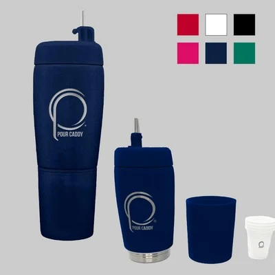 Pour Caddy 20oz Stainless Steel Tumbler Flask Set - Laser Engraved 1