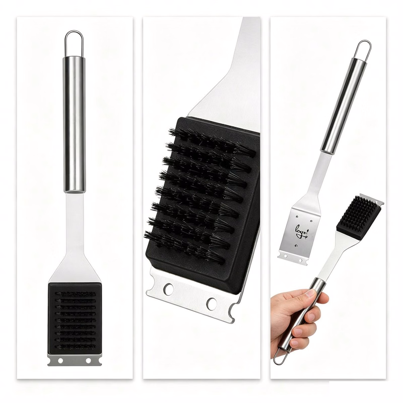 Grill Cleaning Brush with Integrated Scraper