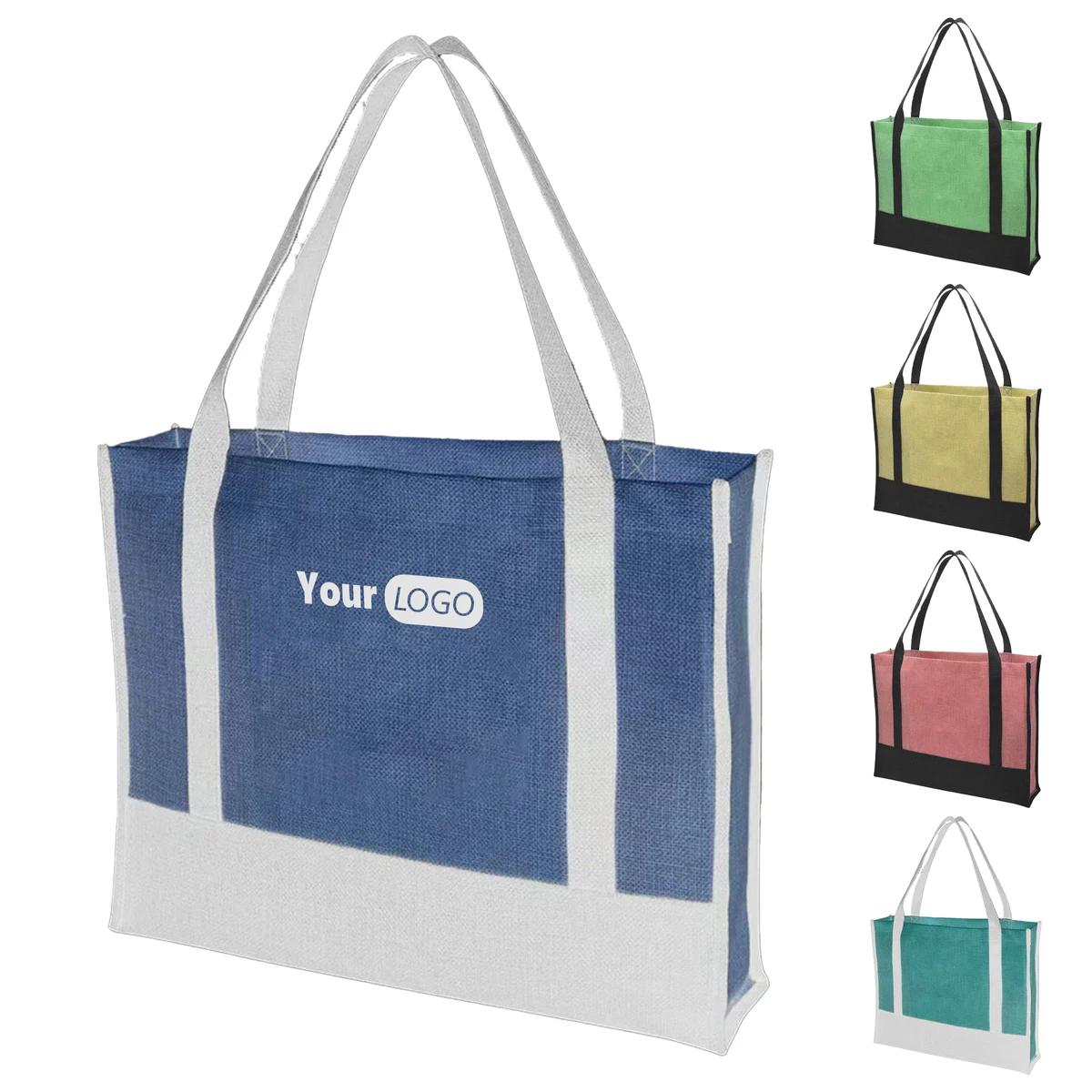 Polyester Eco-Friendly Jute Tote, custom tote bag with logo imprint 1