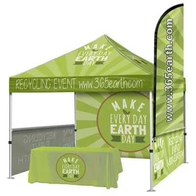 Event Tent Package #5 – Steel Tent + Throw + Full Back Wall + 2 Half Walls + Flag 1