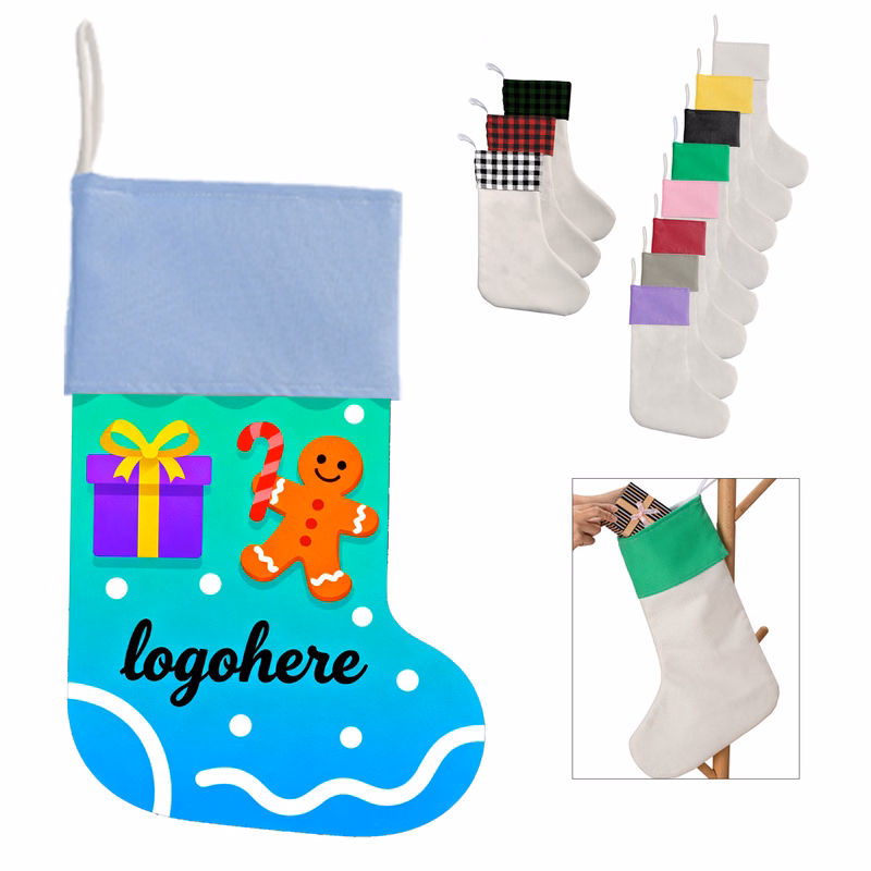 Premium Linen Blend Christmas Stocking with Full Print