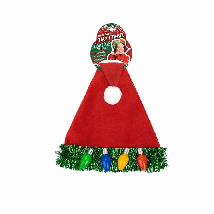 Tacky Tinsel Light Up Santa Hats