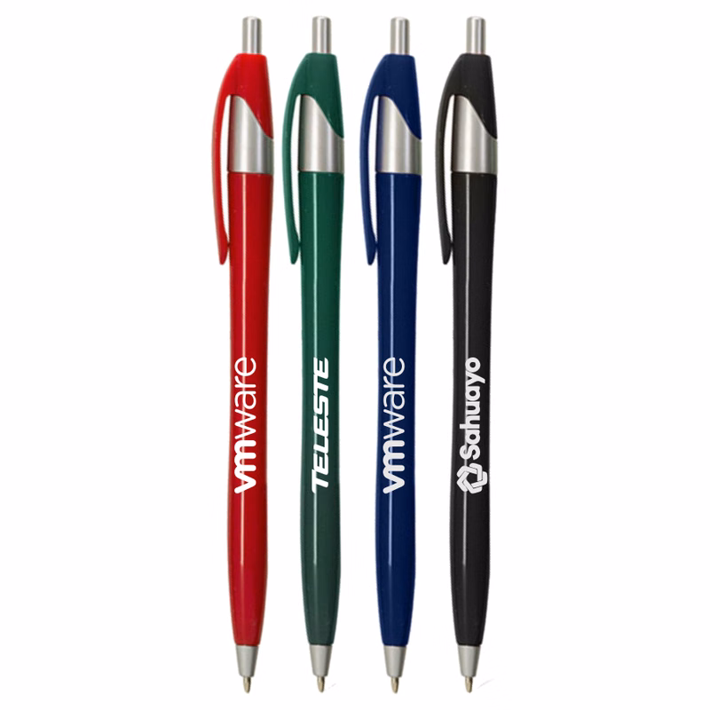 Union Printed Colored Elegant Click Pens with Silver Trim