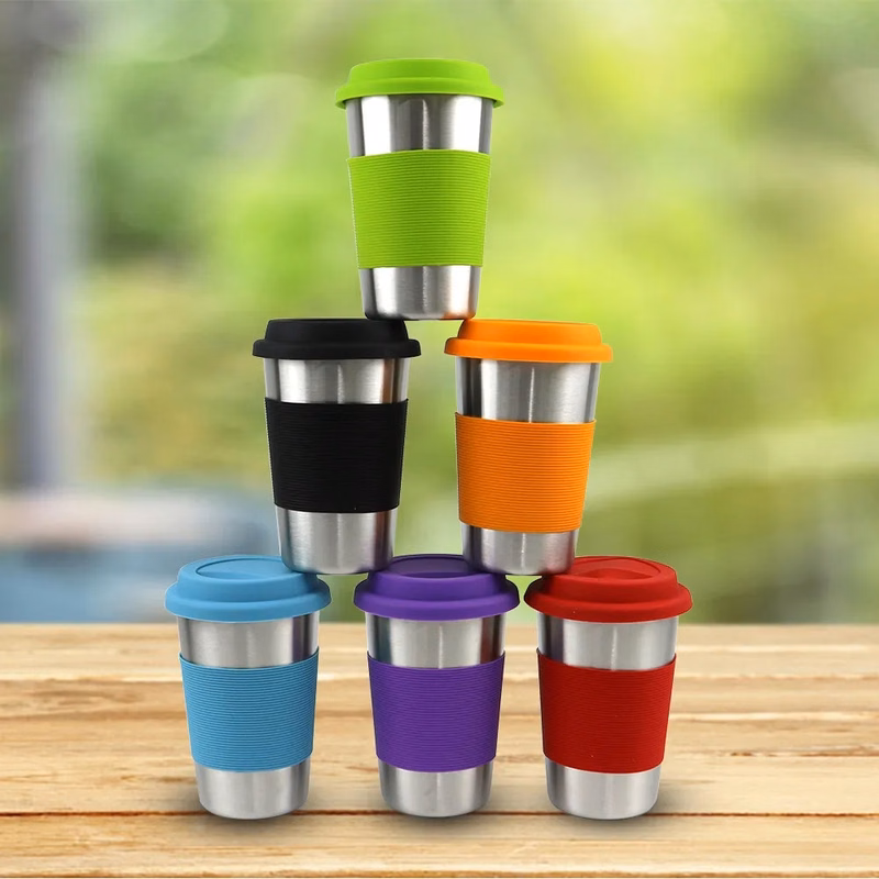500ML Stainless Steel Beer Cups with Silicone Lids