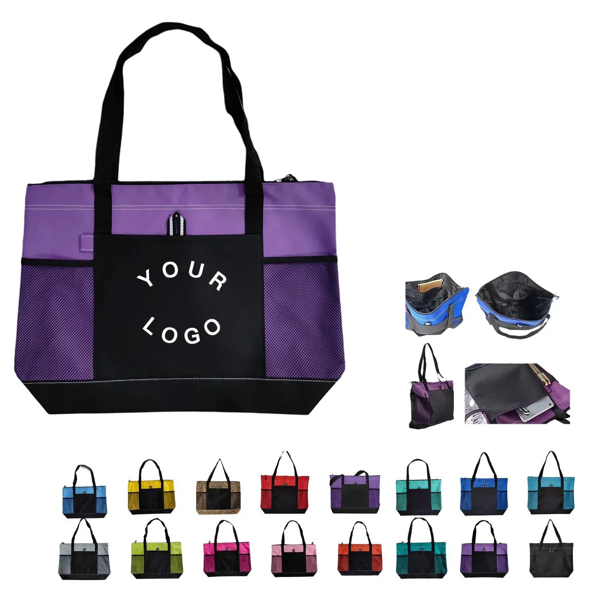 Zippered Polyester Tote for Office or Errands 1