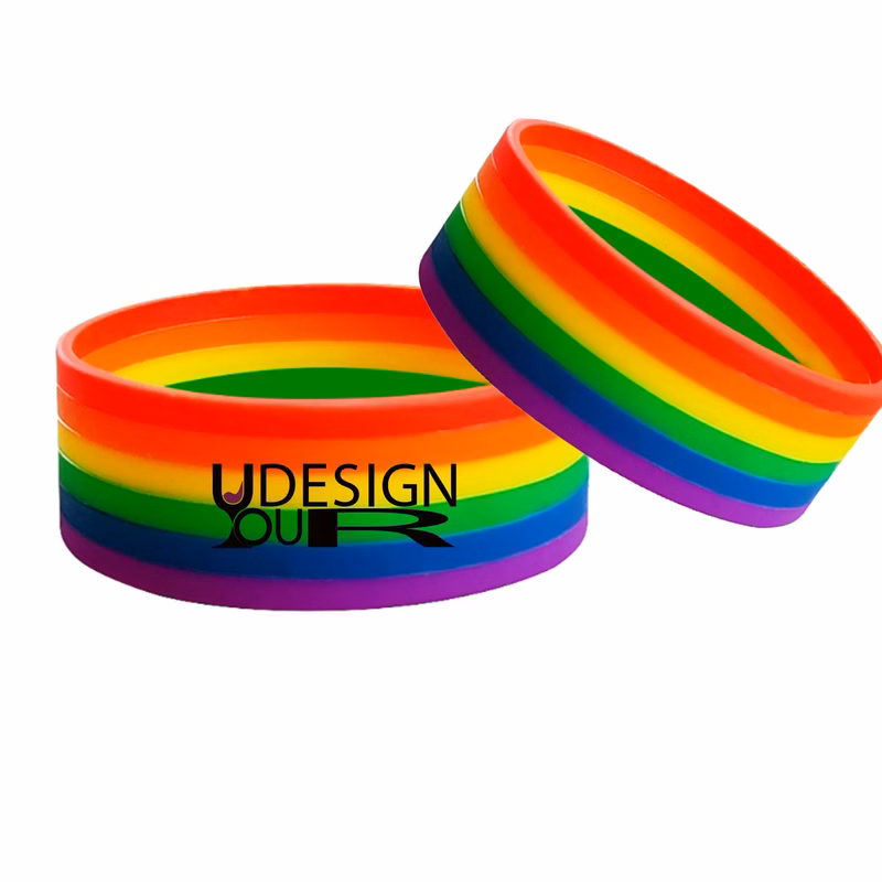 Silicone Rainbow Wristbands MOQ 10pcs