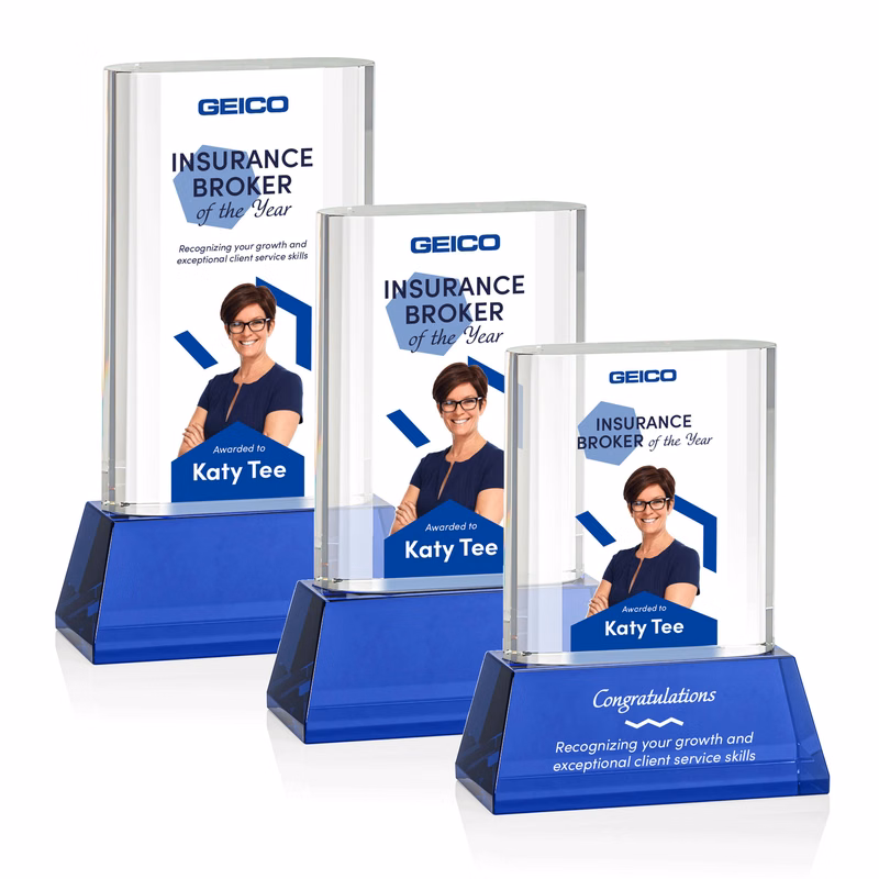 Merit VividPrint™ Award on Base - Blue