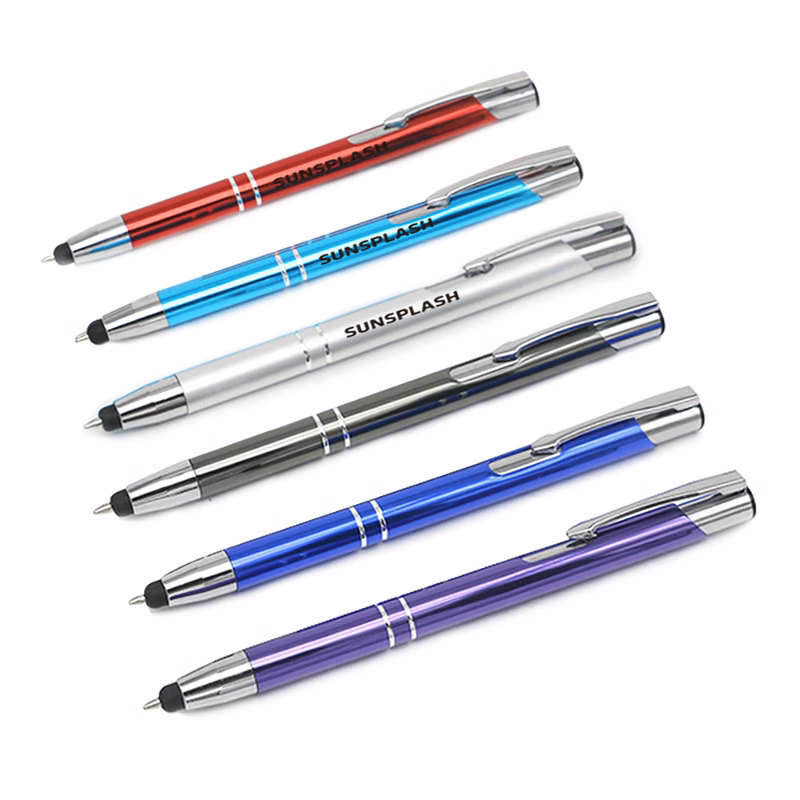 Multicolor Mental Ballpoint Pen with LED Light - Customized Logo