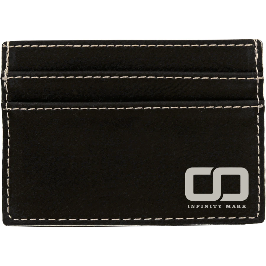 4" x 2 3/4" Black/Silver Leatherette Wallet Clip 1