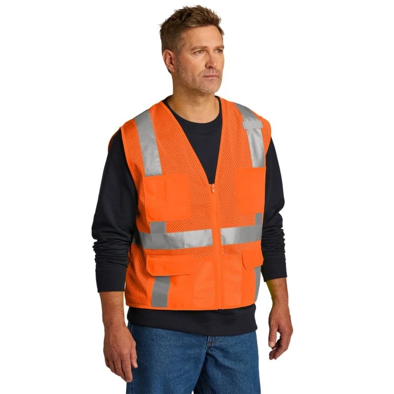 CornerStone ANSI 107 Class 2 Mesh Six-Pocket Zippered Vest. 1