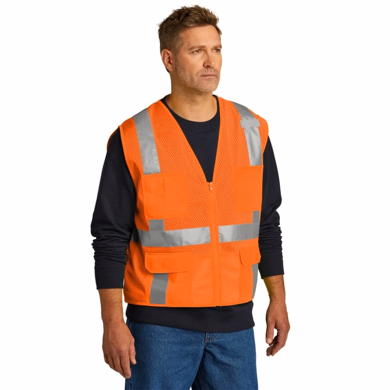 CornerStone ANSI 107 Class 2 Mesh Six-Pocket Zippered Vest.