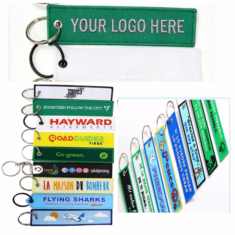 Polyester Double-Sided Embroidered Keychain Ribbon