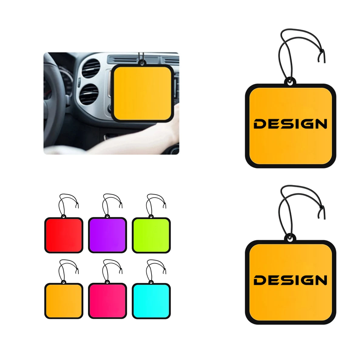 MOQ 50 Promotional 3x3 Square Car Freshener Custom Design 1