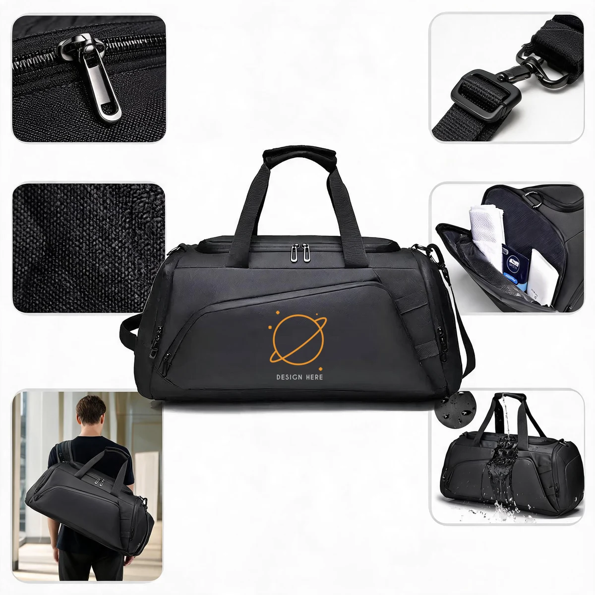 Customizable Water-Resistant Weekender Duffle Bag 1