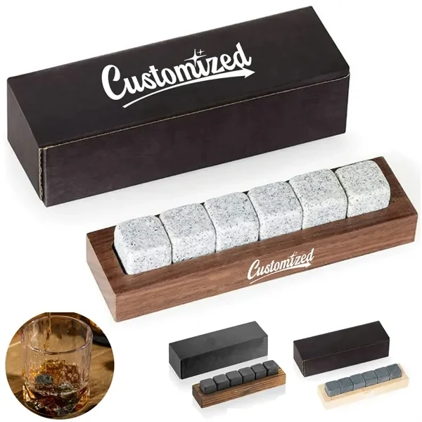 Custom Whiskey Stones with Wooden Tray — Premium Spirits Cooler For Bourbon & Scotch Use 1