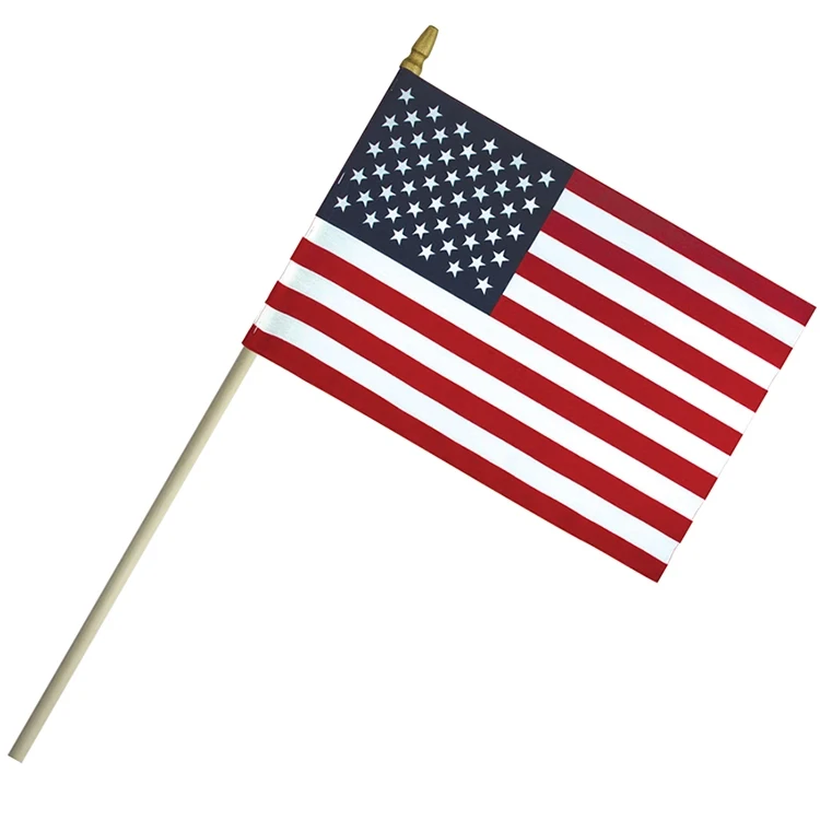 4" x 6" Economy Cotton US Stick Flag with Spear Top on a 10" Dowel 1