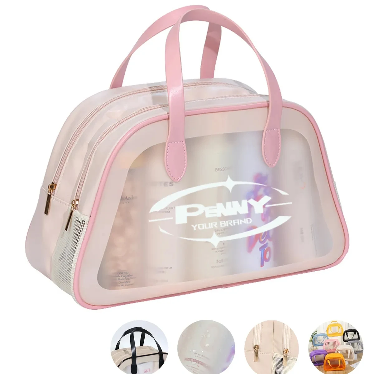 Dry Wet Toiletry Bag Clear Travel Makeup Pouch with Handle 1