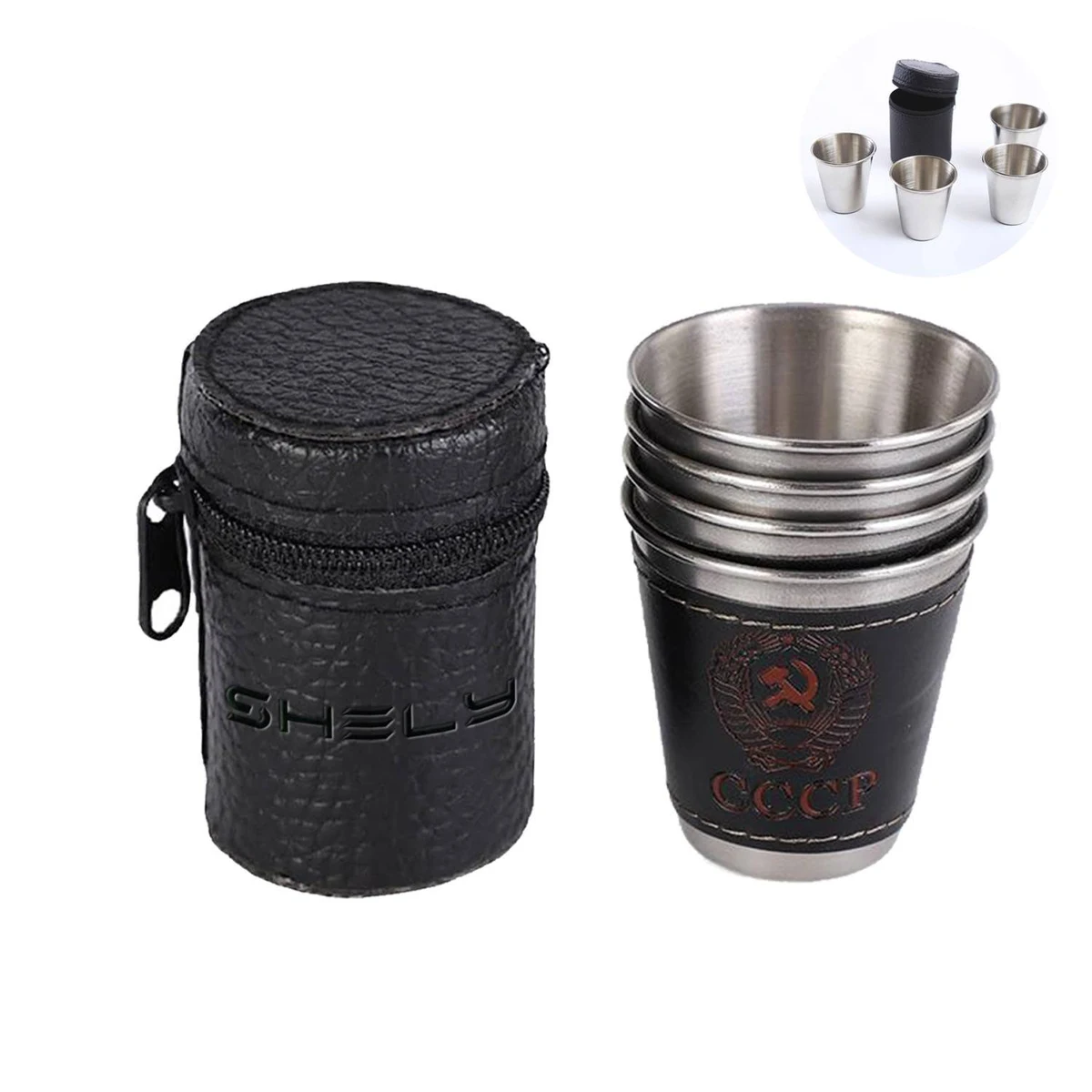 2.4OZ Portable Stainless Steel Wine Shot Glass 4 Pcs Set 1
