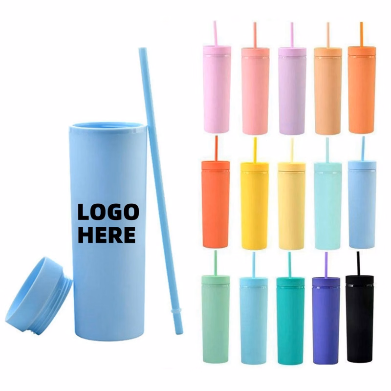 16oz Acrylic Skinny Tumbler with Straws