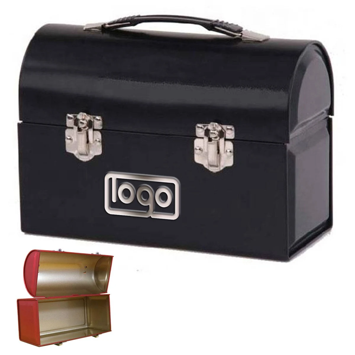 Locking Tinplate Dome Lunch Box w/ Handle 1