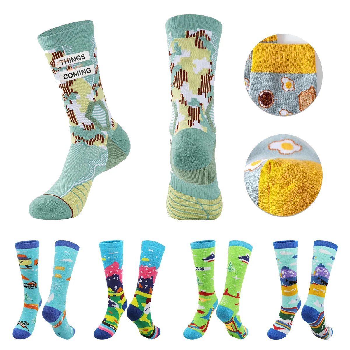Custom Knitted Jacquard Crew Dress Socks - 168 needle 1