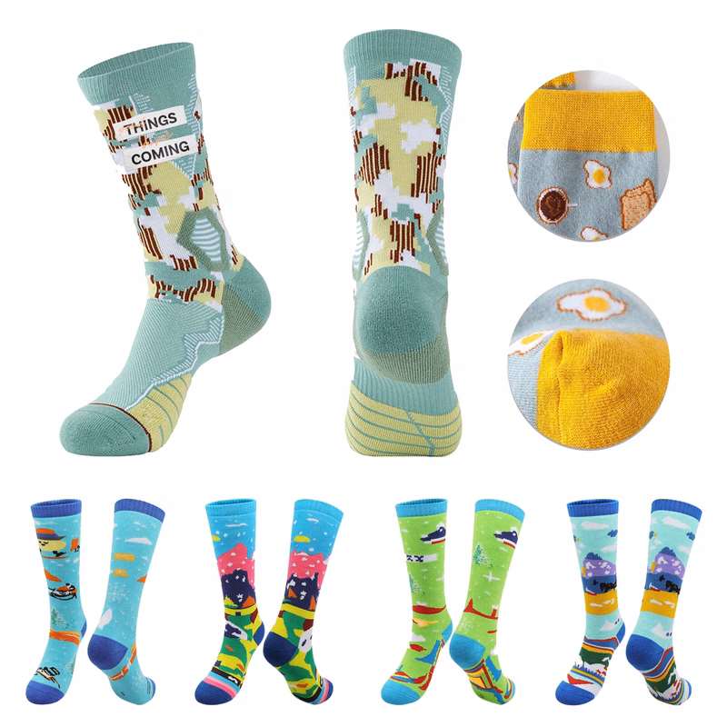 Custom Knitted Jacquard Crew Dress Socks - 168 needle