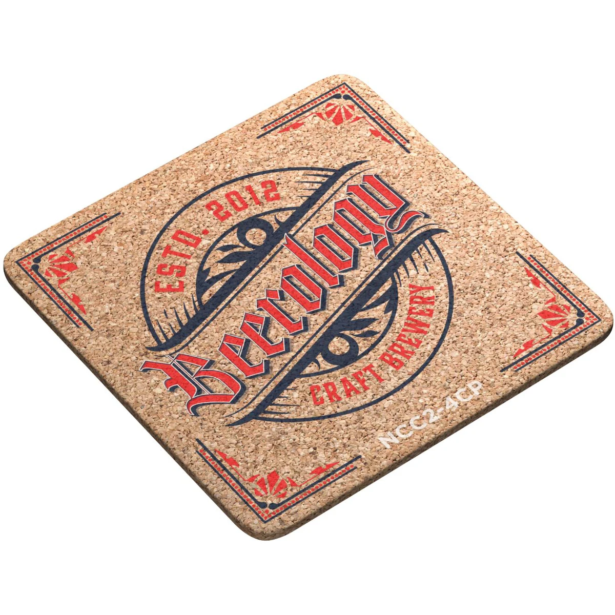 3/16" Natural Cork Coasters Square (3.5" x 3.5") round corners, Full Colour Digital Imprint 1