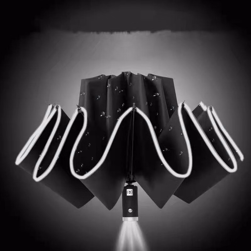 Reverse Folding Auto Reflective Safety Tape Led Umbrella