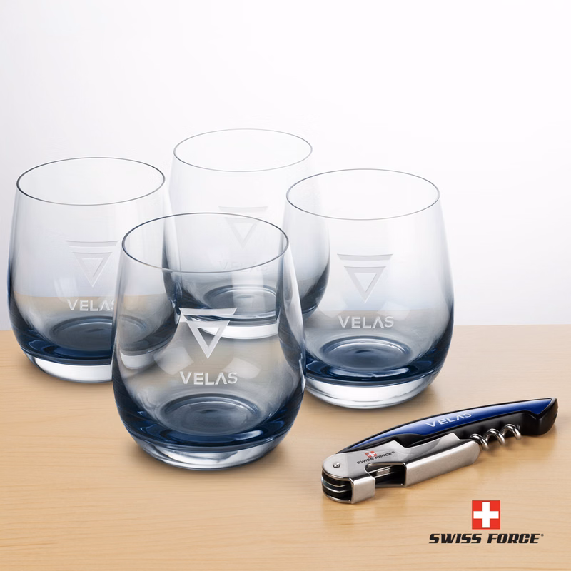 Swiss Force® Wine Tool & Soudan Smoke Stemless Wine