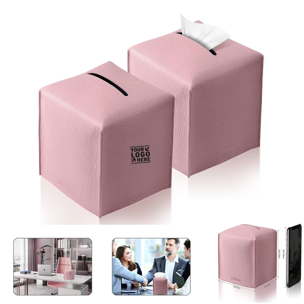 Car Dispenser PU Leather Rectangle Tissue Cube Paper Box Cover and Holder 1