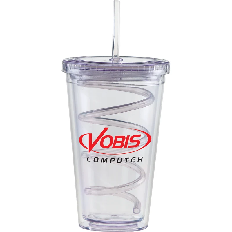 Carnival Cups-Color Curly Straw, Clear Lid 1