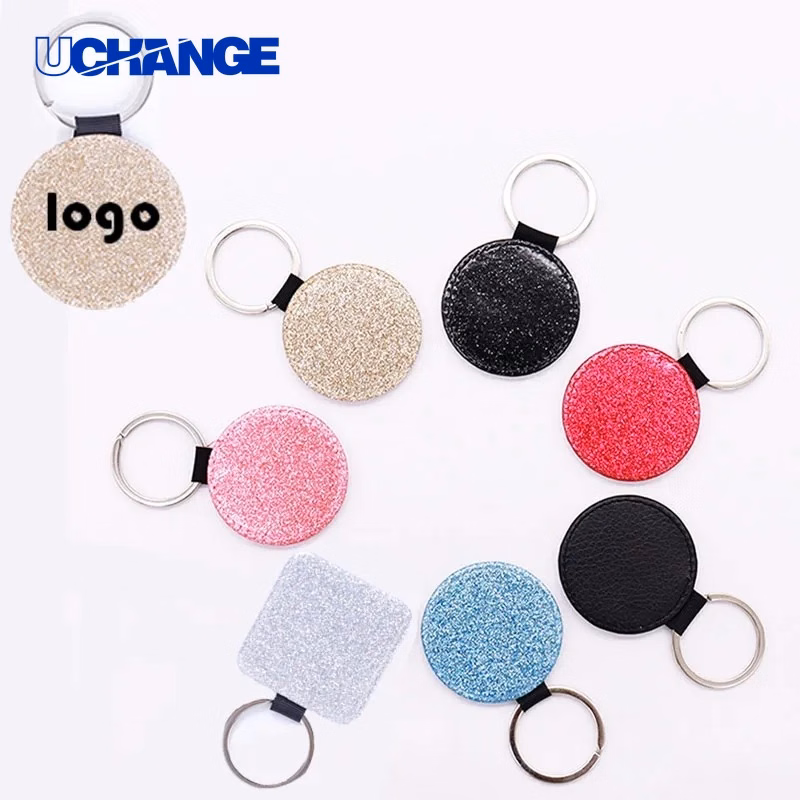 PU Leather Round Keychain Minimalist Key Accessory