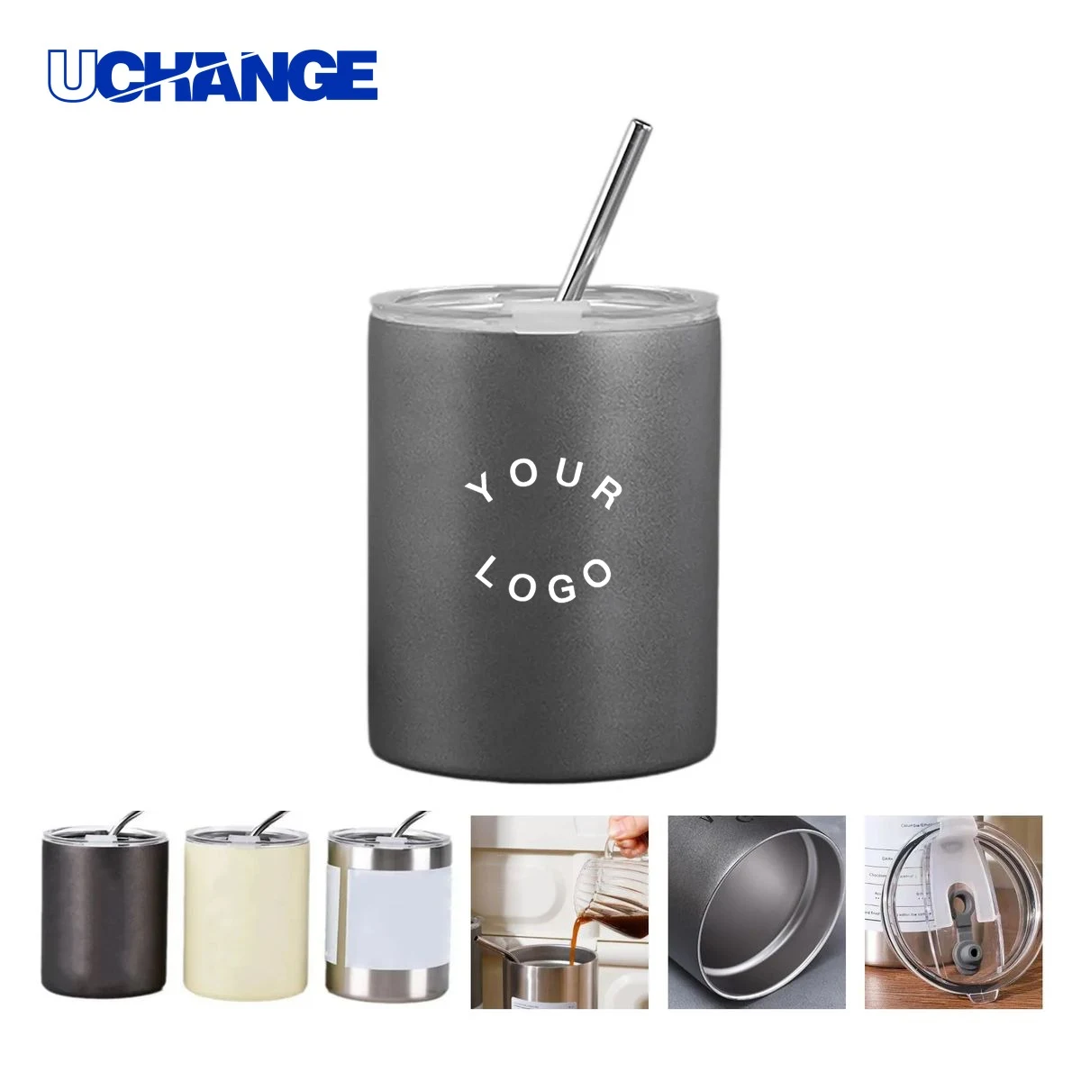 Stainless Steel Coffee Cup Drinkware with Lid and Straw 1