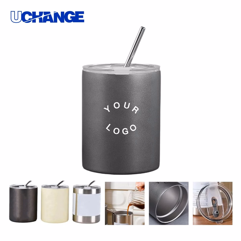 Stainless Steel Coffee Cup Drinkware with Lid and Straw