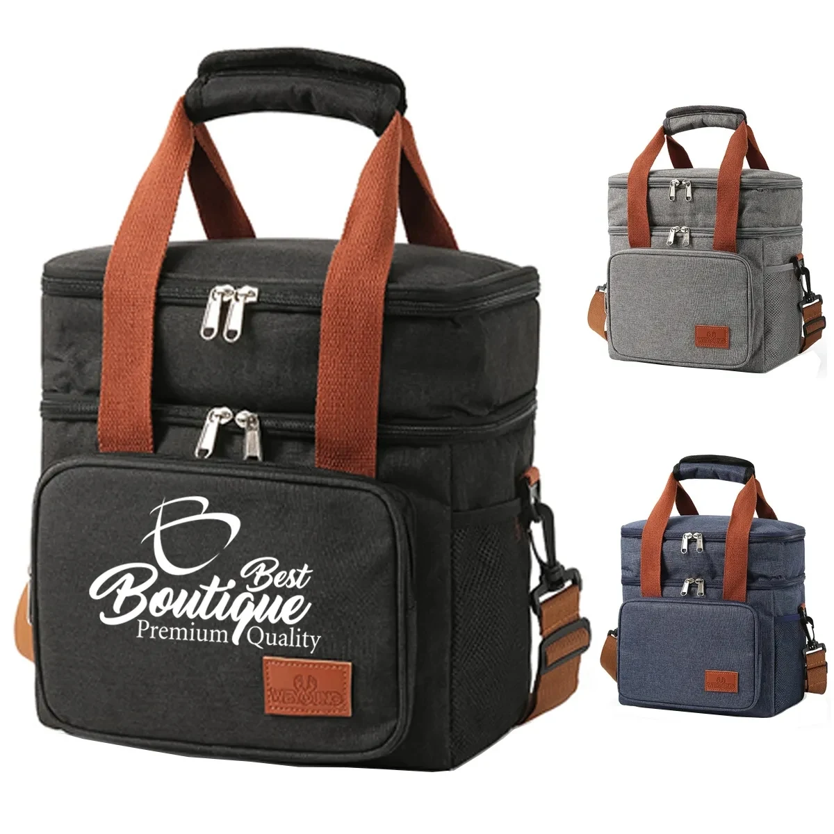 Reusable Leakproof Double Deck Soft Insulated Tote Lunch Bag 1