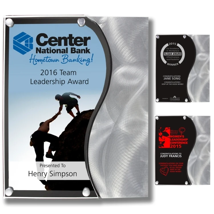 Vantage Plaque w/Curved Accent - Laser Engraved - (8" x 10") 1