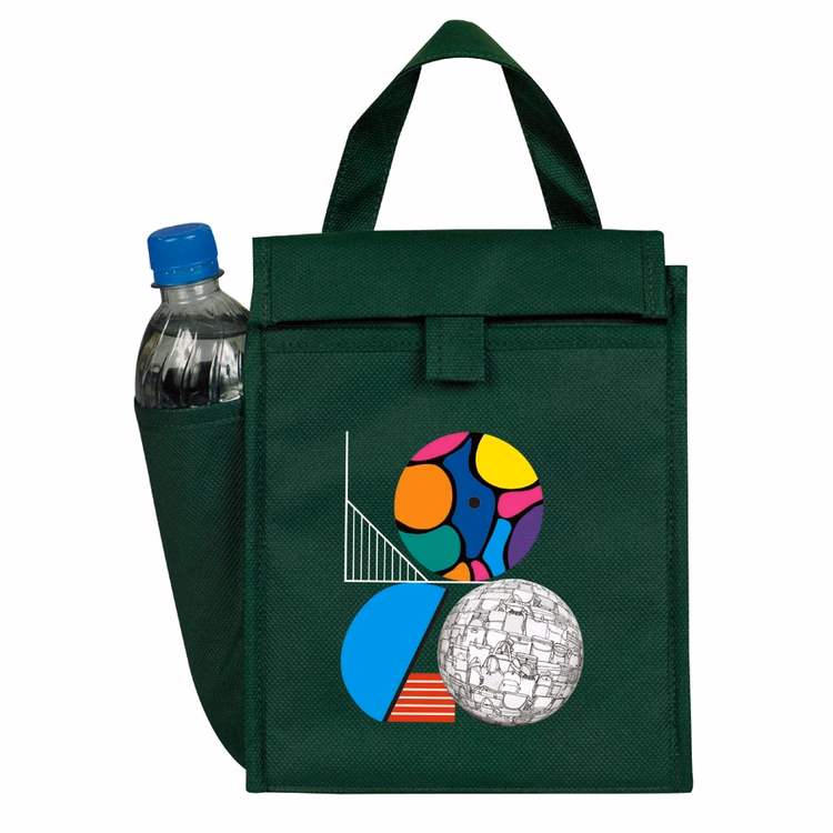 Non Woven Insulated Lunch Bag w/Bottle Pocket